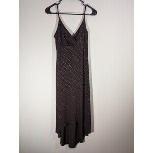 City Triangles Brown Glitter V-Neck High-Low Dress Sz S Y2K Whimsigoth Prom